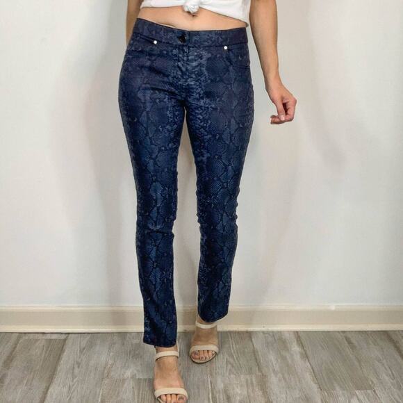 ELIE TAHARI python print pants low rise skinny leg blue y2k club kid 2467 - Picture 13 of 13